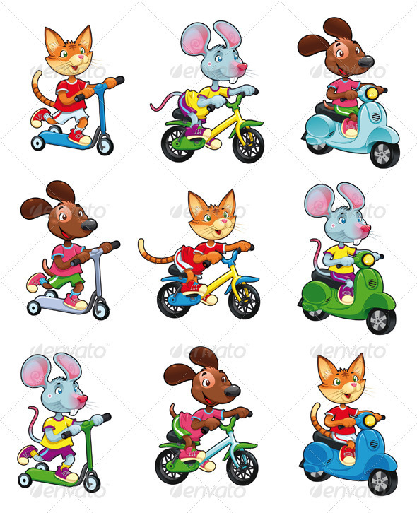 Animals on Vehicles. - Animals Characters