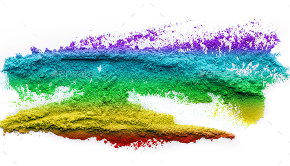 Rainbow holi powder splatted on white background Stock Photo by  Prostock-studio