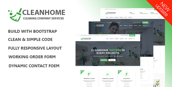 Extraordinary Cleanhome – Cleaning Services HTML Template