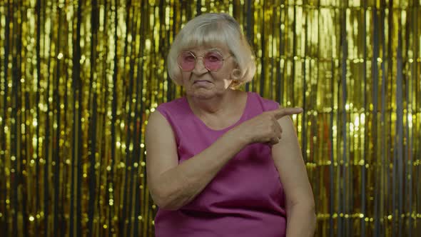 Bossy Senior Old Blond Woman in Pink Blouse Blaming and Asking To Get Out, Conflict, Break-up alt