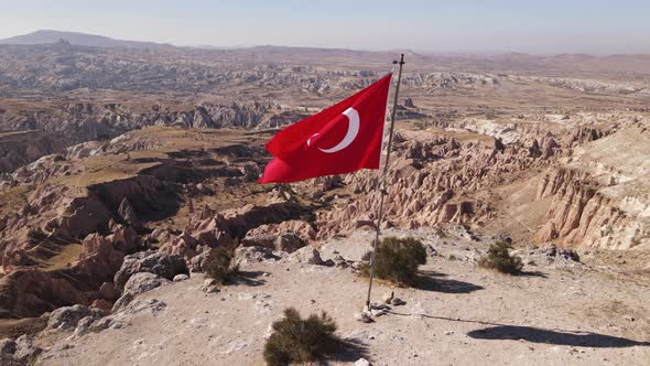 Aerial View Flag Turkey Cappadocia alt