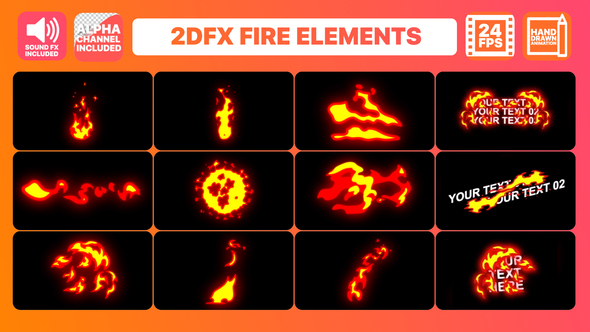 Hand Drawn Fire Elements Pack | After Effects Video Displays template preview