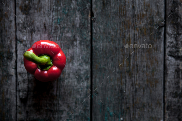 Red bell pepper background on the wooden background Stock Photo by ...