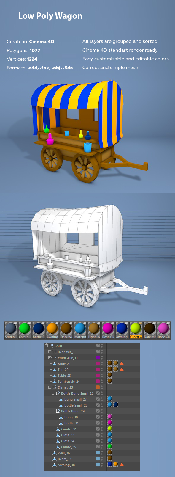 Low Poly Wagon - 3Docean 24203708