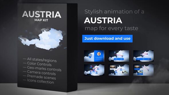Austria Map - Republic of Austria Map Kit Video Displays template preview