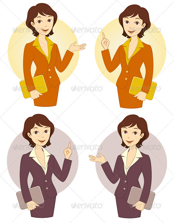Download Cartoon Businesswoman Set AI EPS Vector
