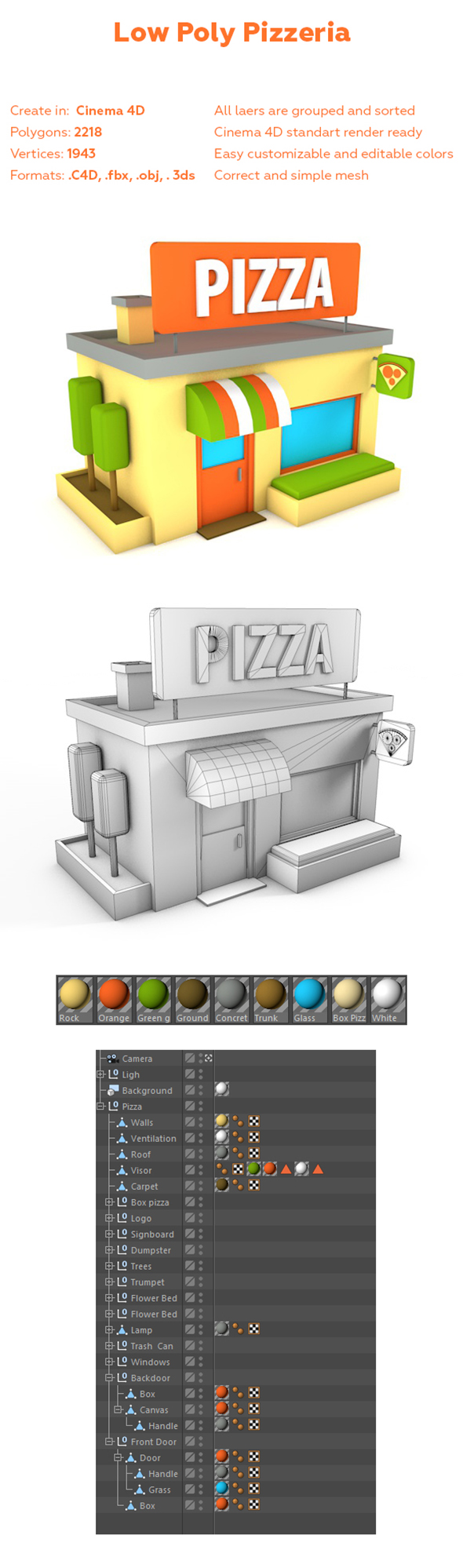 Low Poly Pizza - 3Docean 24212772