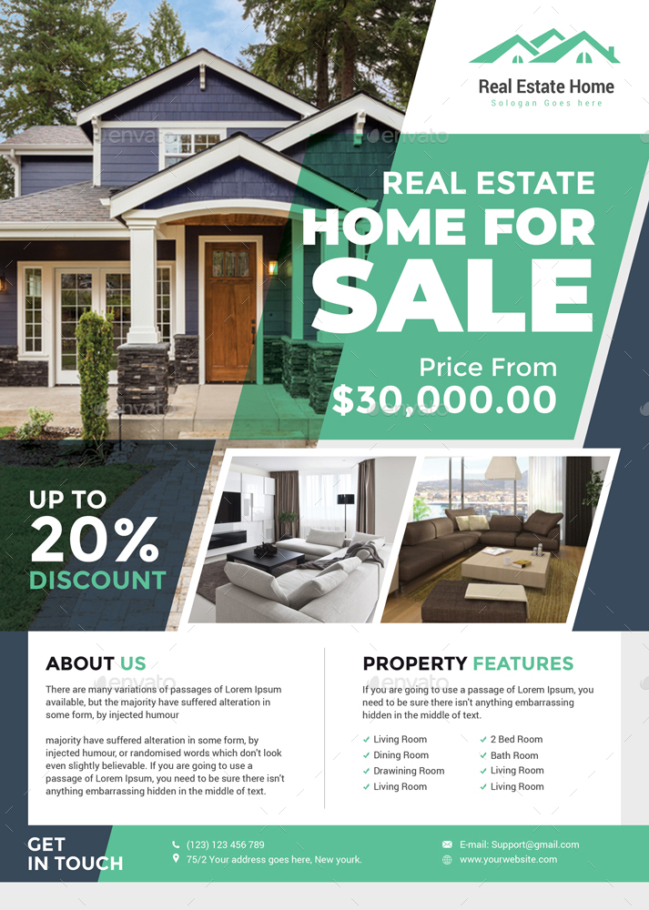 Real Estate Flyer Template, Print Templates | GraphicRiver