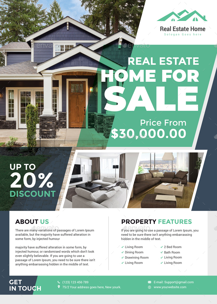 Real Estate Flyer Template by themexone | GraphicRiver