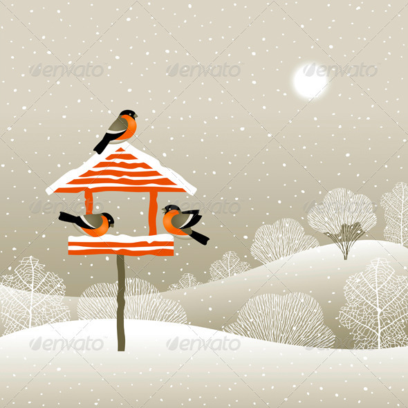 Birdfeeder In Winter Forest - Christmas Seasons/Holidays
