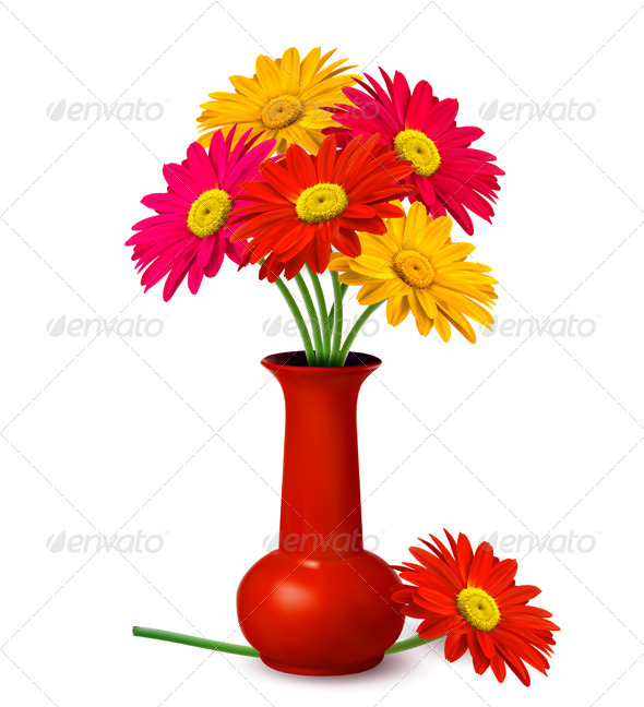 Bunch of flowers in a vase.