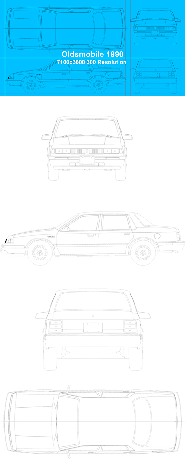 Oldsmobile 1990 Blueprints - 3Docean 24238436