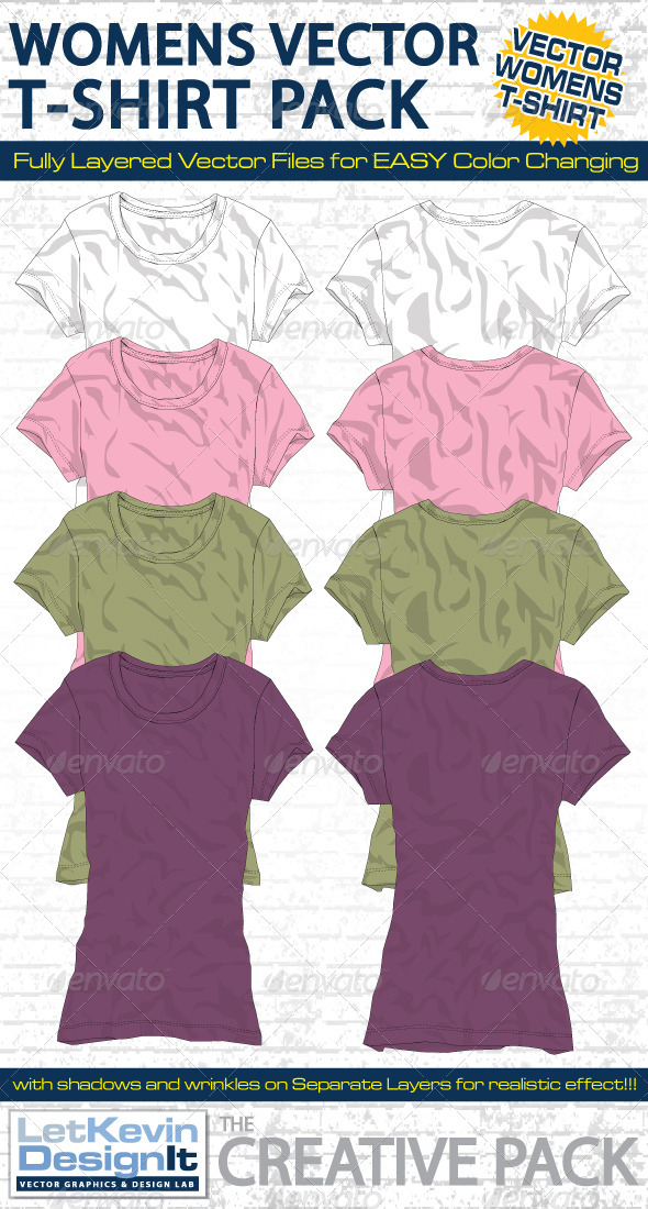 Womens T-Shirt Vector Mock-Ups - Template