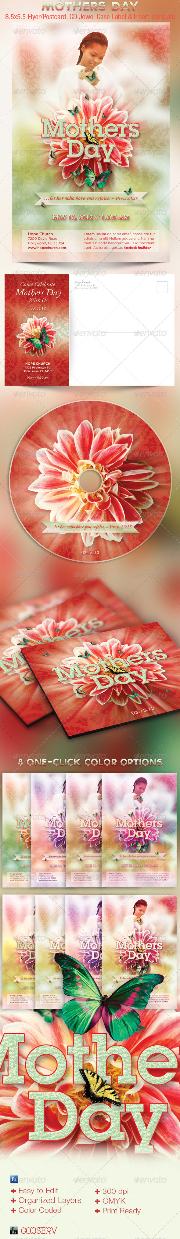 Mothers Day Church Flyer CD Template - Church Flyers