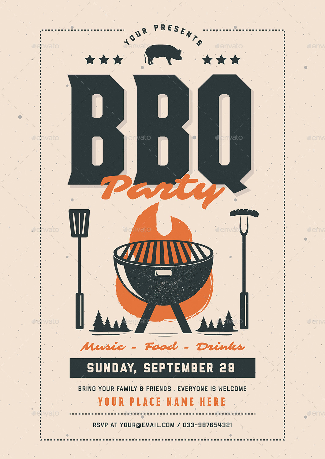 BBQ Event Party Flyer, Print Templates | GraphicRiver