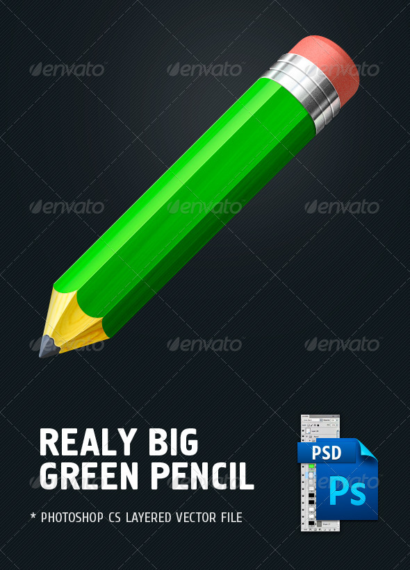 Big green pencil - Objects Illustrations