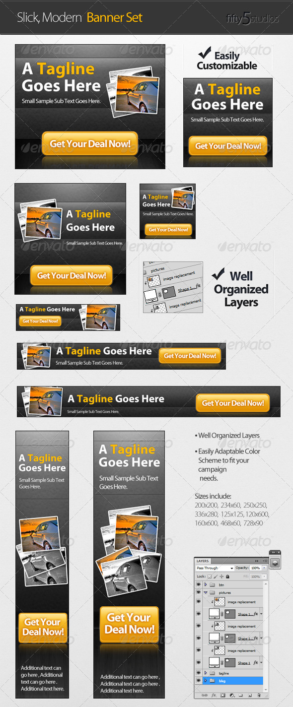 A Slick, Modern Banner Set - Banners & Ads Web Elements