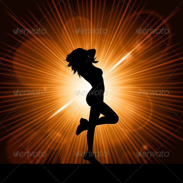 Sexy female on starburst background - People Characters
