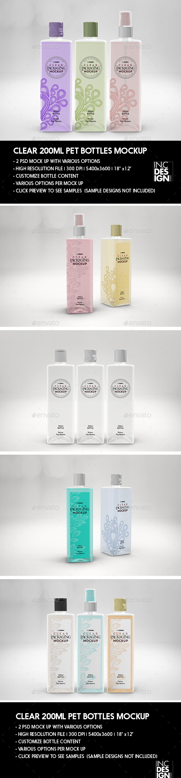 Download Clear 200ml Square Pet Bottles Packaging Mockup By Incybautista Graphicriver Yellowimages Mockups