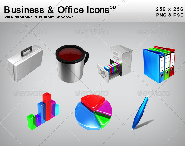 3D Business & Office Icons - Business Icons