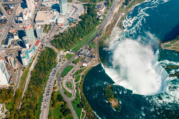 Fantastic aerial views of the Niagara Falls, Ontario, Canada - Stock Photo - Images