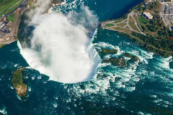 Fantastic aerial views of the Niagara Falls, Ontario, Canada - Stock Photo - Images