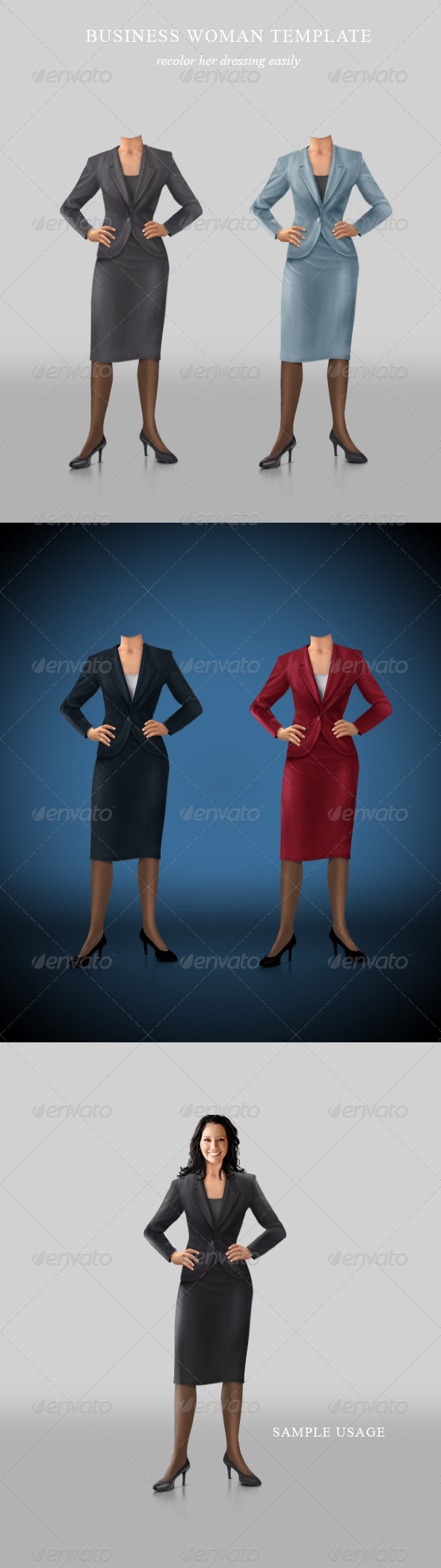 Confident businesswoman template - Business Illustrations