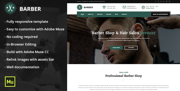 Responsive Barber Shop - ThemeForest 15600597
