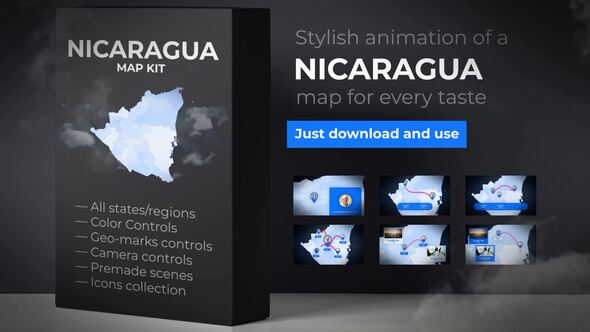 Nicaragua Animated Map - VideoHive 24303566