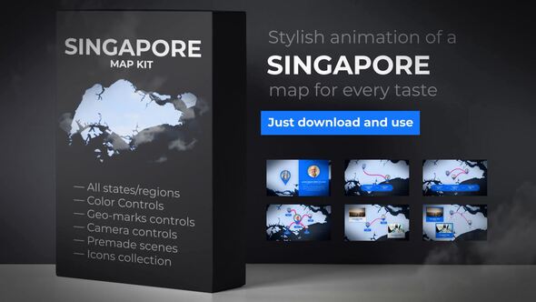 Singapore Animated Map - VideoHive 24310673
