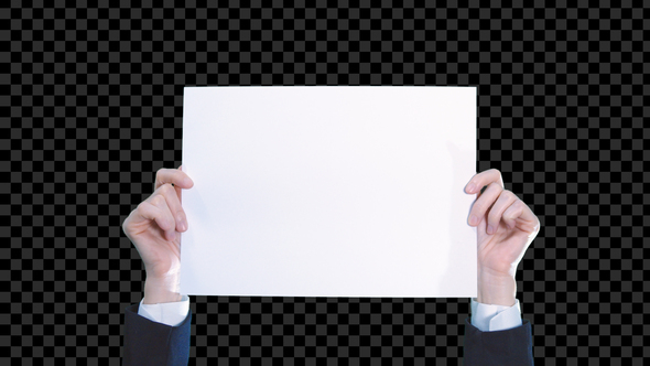 Hands Holding Paper Blank With Alpha alt