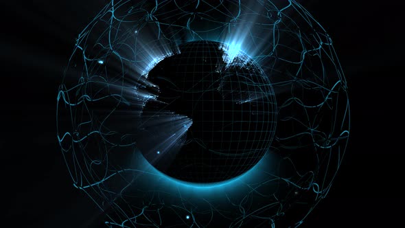 digital globe presented as hologram radiating light effect alt