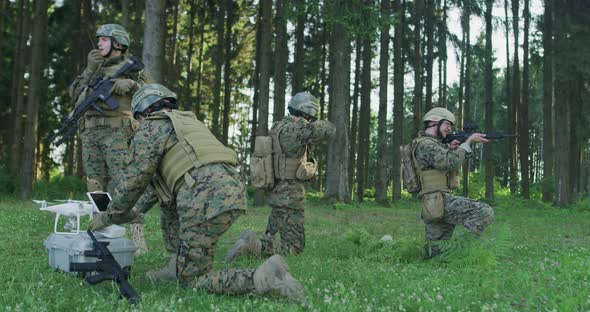Soldiers Prepare for Deployment of Drone and Preparing for Military Action alt