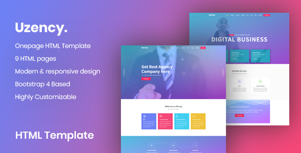 Uzency | Responsive Business Agency HTML5 Template by SmartSoftCode