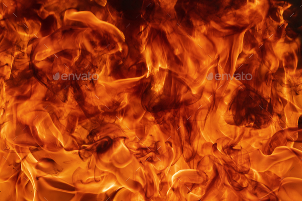 Flames Red Fire Natural Background. Beautiful Dangerous Firestorm Abstract  Texture Stock Photo by Kamchatka