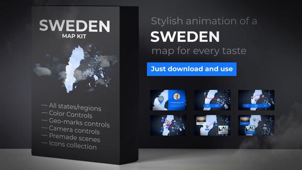 Sweden Animated Map - VideoHive 24316690
