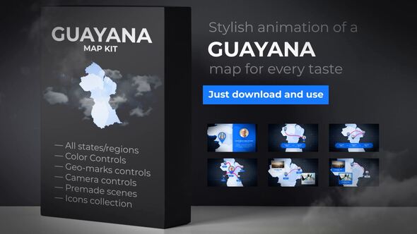 Guyana Animated Map - VideoHive 24317596