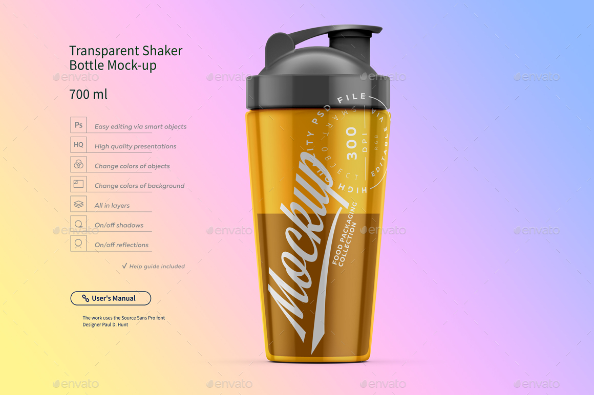 Download Transparent Shaker Bottle Mock Up 700 Ml By Reformer Graphicriver