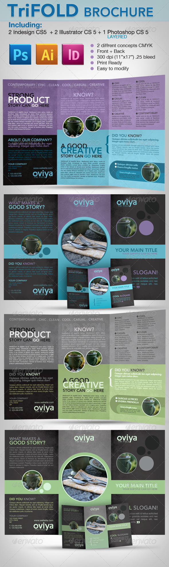 Trifold Brochure - Indesign, Illustrator & photosh - Corporate Brochures