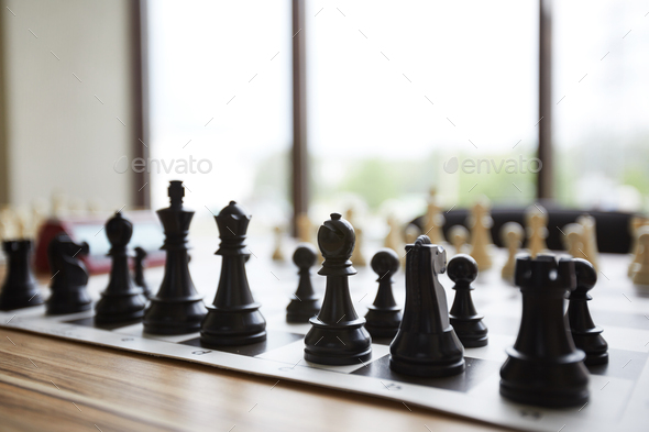 Arranged chess pieces