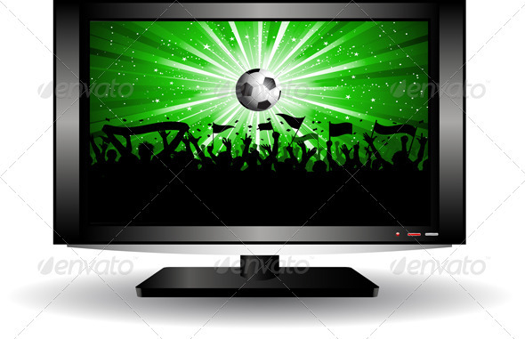 Football crowd on a TV screen - People Characters