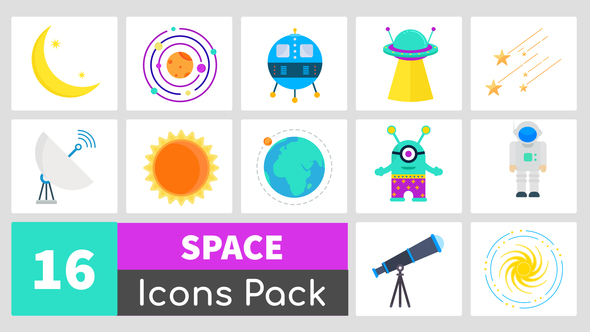 16 Animated Space Icons Pack Openers template preview