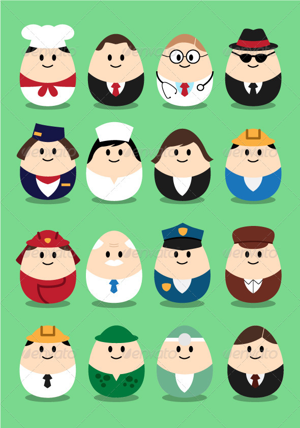 Profession Eggs - Characters Vectors