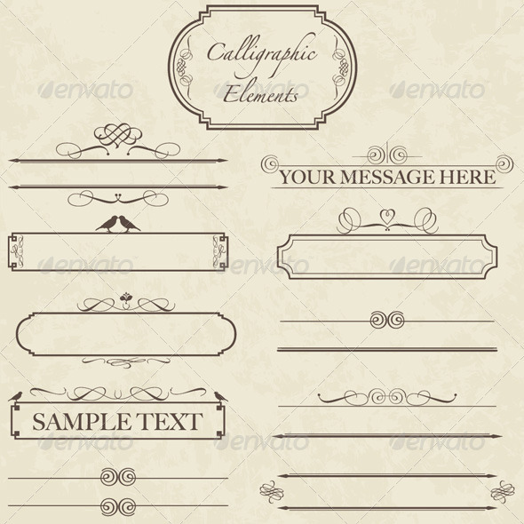 Vintage Calligraphic Elements - Vector Set - Decorative Symbols Decorative