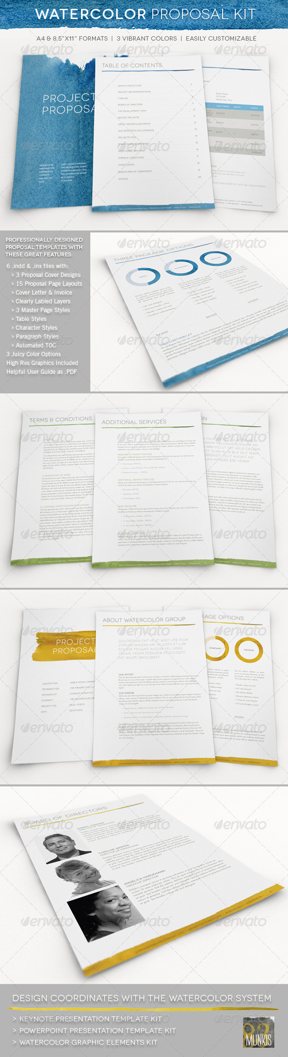 Watercolor Professional Proposal Kit - Proposals & Invoices Stationery