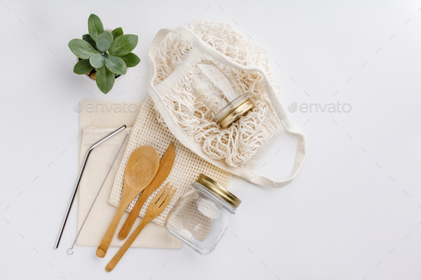 Zero waste, Recycling, Sustainable lifestyle concept, flat lay - Stock Photo - Images