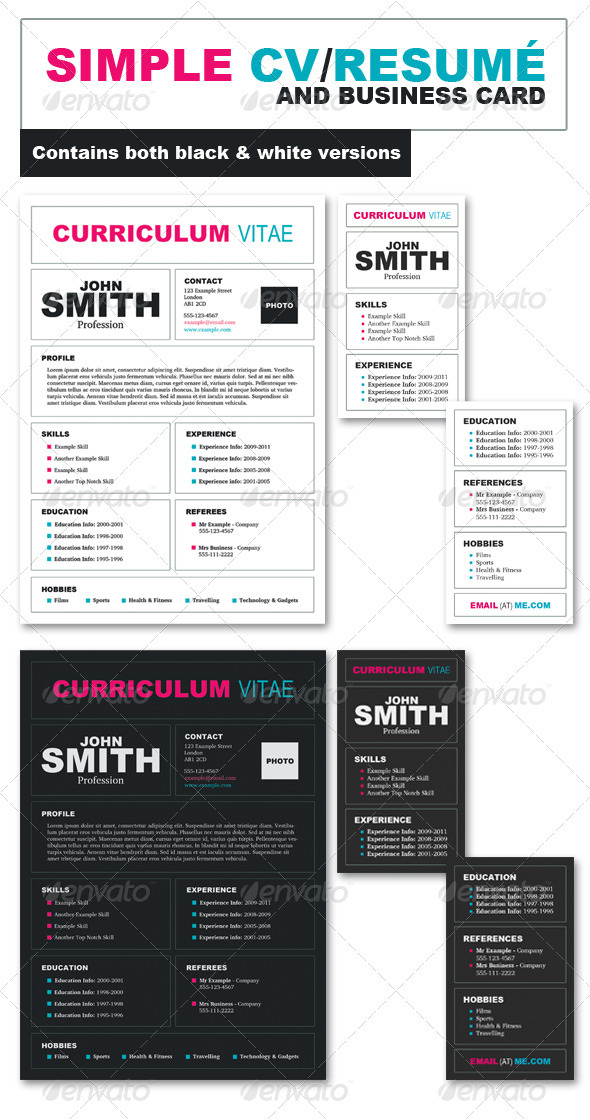 CV/Resumé + Business Card Pack - Resumes Stationery