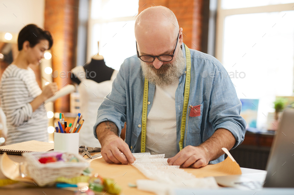 Working with fabric samples - Stock Photo - Images