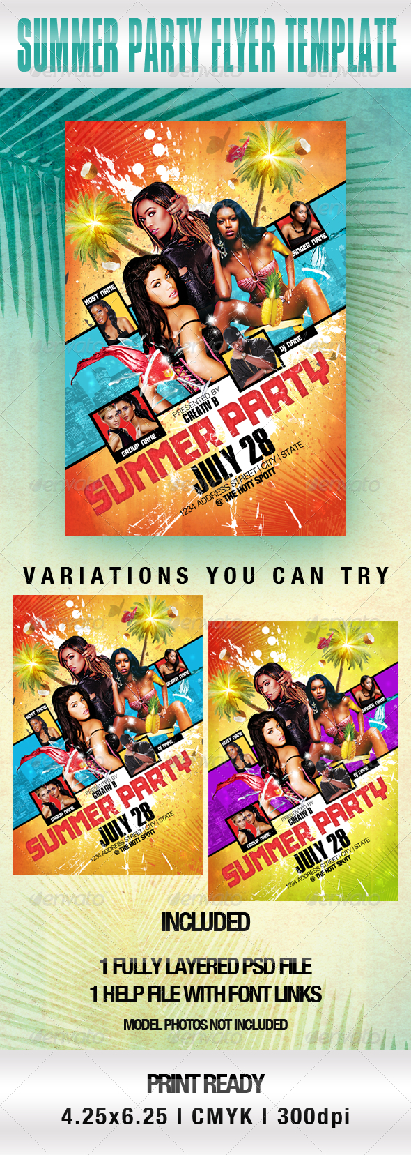 Summer Party Flyer Template - Clubs & Parties Events