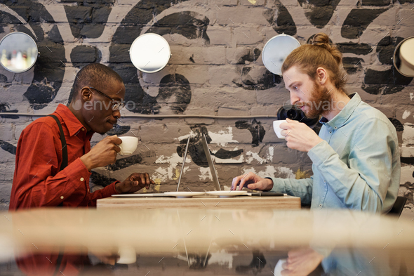Freelancers in Cafe - Stock Photo - Images